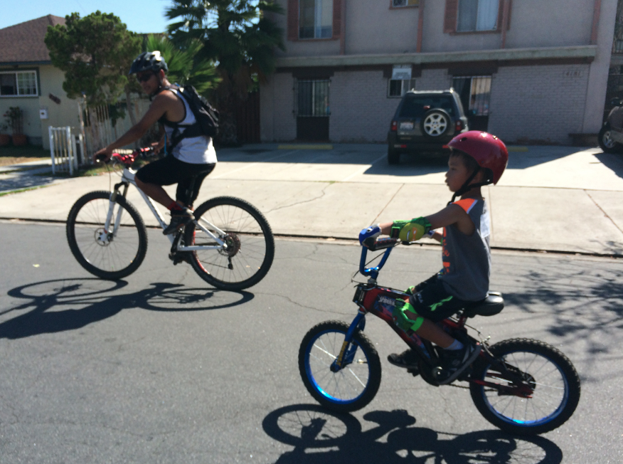 Kid on bike